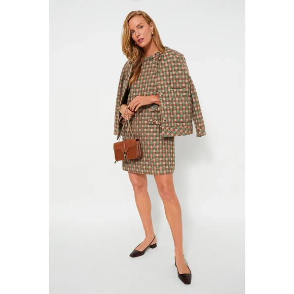 TUCKERNUCK Neapolitan Tweed Sleeveless Jackie Dress Brown Green Size Large - Picture 4 of 11